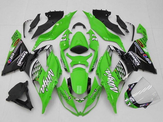 Vert Blanc Argent Noir Elf Touch4 Bridgestone 11 Carénage Moto Kawasaki ZX6R 2013-2018