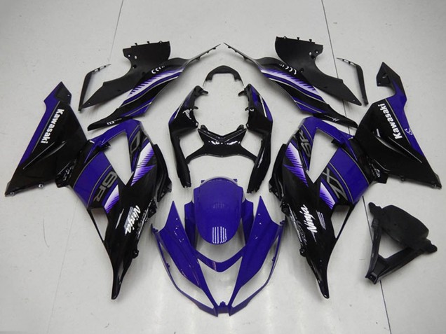 Bleu Noir Brillant Kits Carénages Moto Kawasaki ZX6R 2013-2018