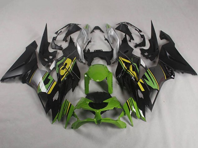 Vert Jaune Argent Noir Mat Carénage Moto Kawasaki ZX6R 2019-2022