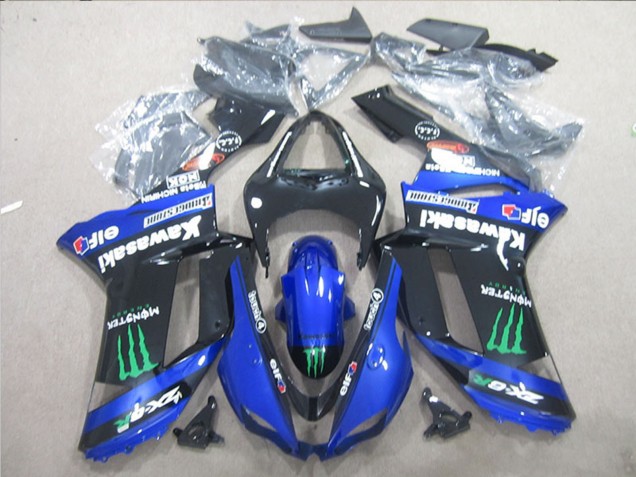 Noir Bleu Vert Monstre Carénage Moto Kawasaki ZX6R 2007-2008