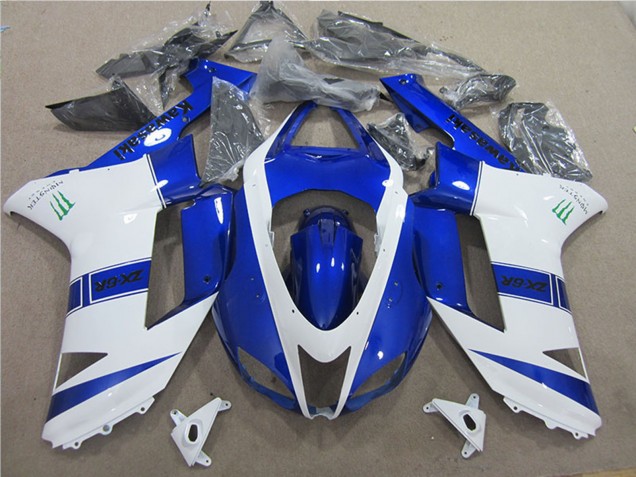 Bleu Blanc Monstre Carénage Moto Kawasaki ZX6R 2007-2008