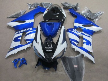 Bleu Blanc Noir Carénage Moto Kawasaki ZX6R 2005-2006 Pas Chère