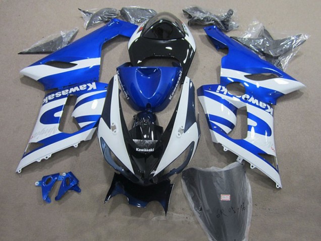 Bleu Blanc Noir Carénage Moto Kawasaki ZX6R 2005-2006