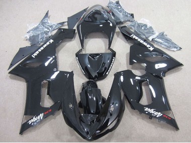 Noir Brillant Carénages Moto Kawasaki ZX6R 2005-2006 Pas Chère