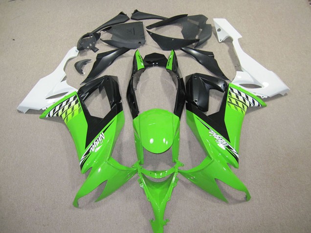 Blanc Vert Noir Kits Carénages Moto Kawasaki ZX10R 2008-2010