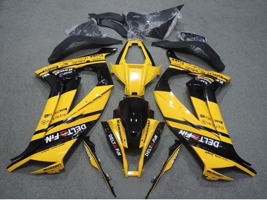 Jaune Noir Brillant Delt Fin Carénage Moto Kawasaki ZX10R 2011-2015 Pas Chère