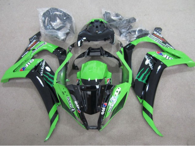 Vert Noir Brillant Vert Elf Touch4 Monstre Carénage Moto Kawasaki ZX10R 2011-2015