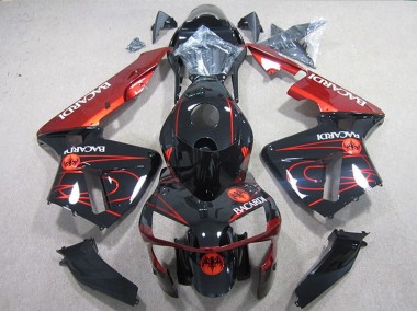 Noir Rouge Racardi Carénage Moto Kawasaki ZX10R 2004-2005 Pas Chère