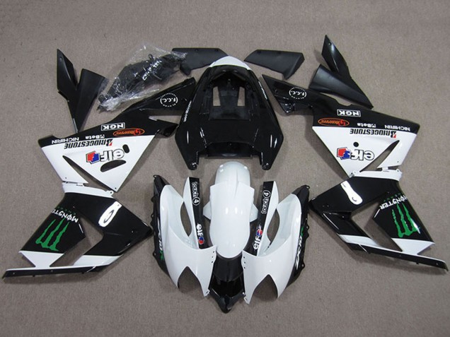 Noir Blanc Monstre Carénage Moto Kawasaki ZX10R 2004-2005