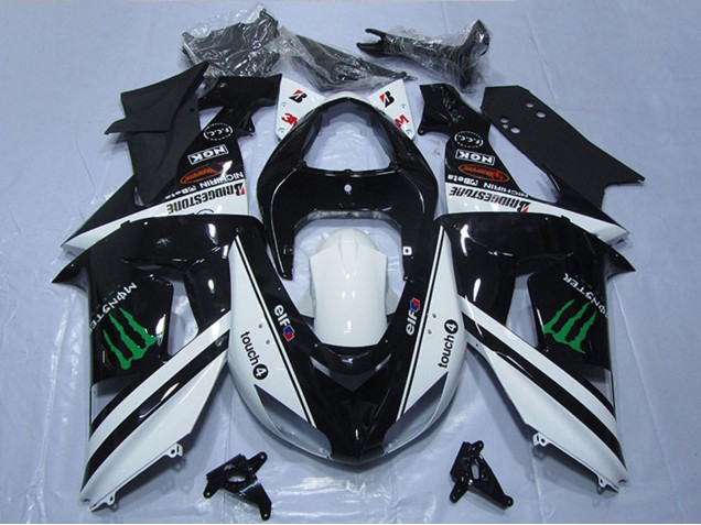 Blanc Noir Brillant Vert Elf Touch4 Monstre Carénage Moto Kawasaki ZX10R 2006-2007