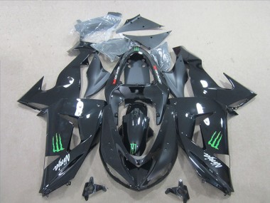 Noir Brillant Vert Monstre Carénage Moto Kawasaki ZX10R 2006-2007 Pas Chère