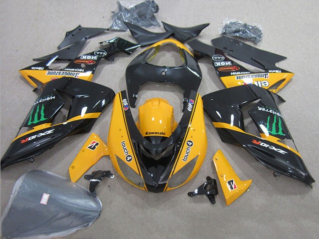 Noir Brillant Jaune Vert Touch4 Monstre Carénage Moto Kawasaki ZX10R 2006-2007