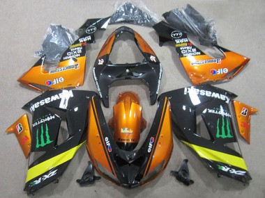 Orange Jaune Noir Brillant Vert Monstre Carénage Moto Kawasaki ZX10R 2006-2007 Pas Chère