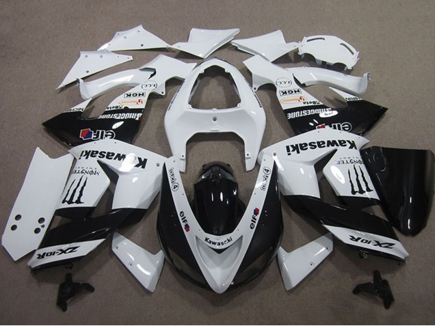 Blanc Noir Brillant Elf Touch4 Monstre Energy Carénage Moto Kawasaki ZX10R 2006-2007