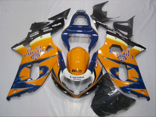 Orange Bleu Noir Corona Extra Carénage Moto Suzuki GSXR 600 2001-2003