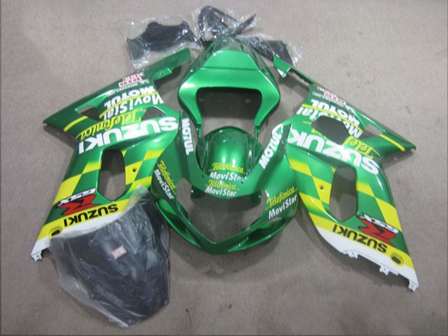 Vert Jaune Telefonica MoviStar Carénages Moto Suzuki GSXR 600 2001-2003