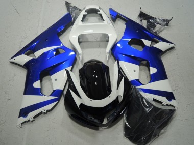 Blanc Bleu Noir Brillant Carénage Moto Suzuki GSXR 600 2001-2003 Pas Chère