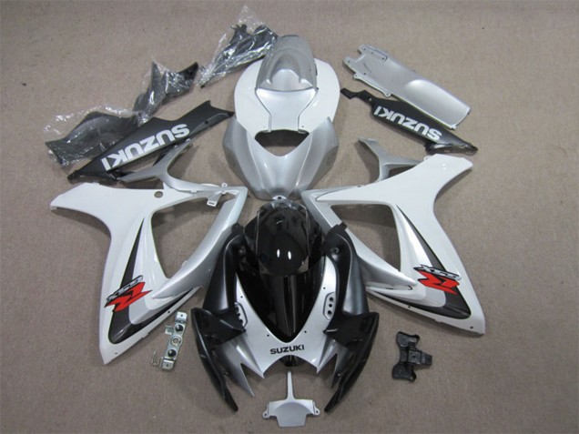 Blanc Argent Noir Brillant Rouge Carénage Moto Suzuki GSXR 600 2006-2007