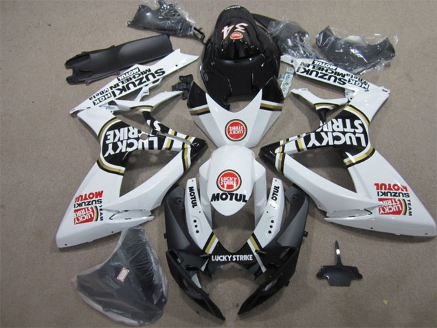 Blanc Noir Rouge Lucky Strike Motul Carénage Moto Suzuki GSXR 600 2006-2007