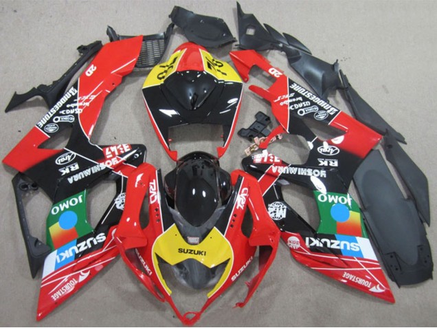Rouge Jaune Vert Bleu Noir JOMO Carénage Moto Suzuki GSXR 600 2006-2007