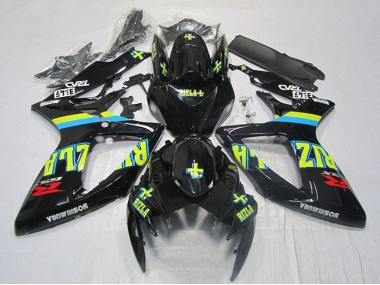 Noir Brillant Jaune Rizla Rouge Carénage Moto Suzuki GSXR 600 2006-2007 Pas Chère