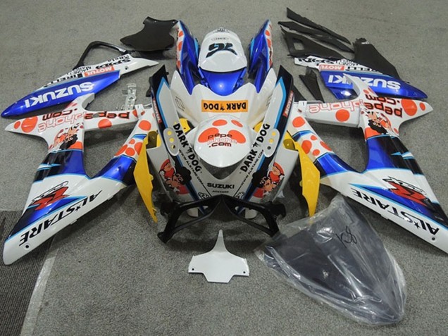 Blanc Bleu Orange Alstare Dark Dog Carénage Moto Suzuki GSXR 600 2008-2010