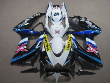 Blanc Bleu Noir Jaune Dark Dog Rose X Carénage Moto Suzuki GSXR 600 2008-2010 Pas Chère