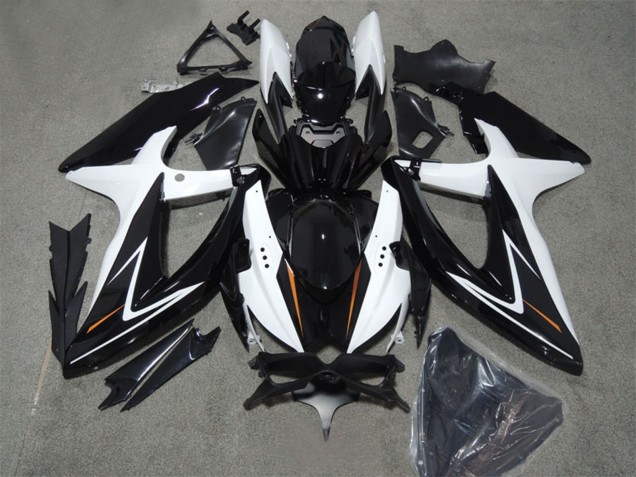 Blanc Noir Brillant Carénage Moto Suzuki GSXR 600 2008-2010