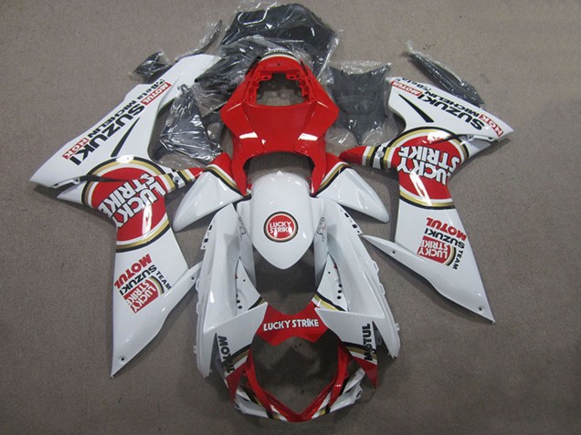 Blanc Rouge Motul Lucky Strike Carénage Moto Suzuki GSXR 600 2011-2024