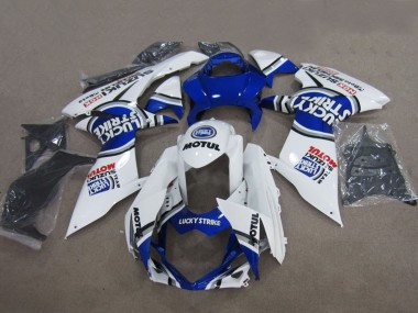 Bleu Blanc Lucky Strike Motul Carénage Moto Suzuki GSXR 600 2011-2024 Pas Chère