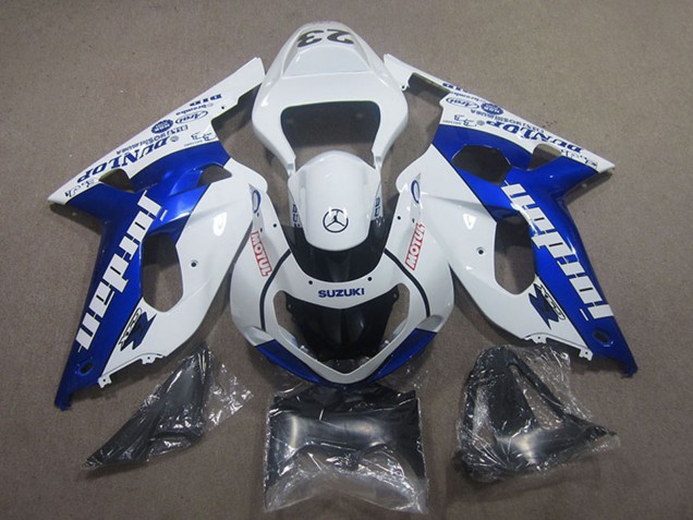 Blanc Bleu Motul Jordan Carénage Moto Suzuki GSXR 750 2001-2003