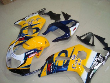 Jaune Blanc Bleu Alstare Corona Extra Motul Carénage Moto Suzuki GSXR 750 2001-2003 Pas Chère