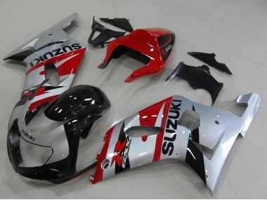 Rouge Argent Noir Carénage Moto Suzuki GSXR 750 2001-2003 Pas Chère