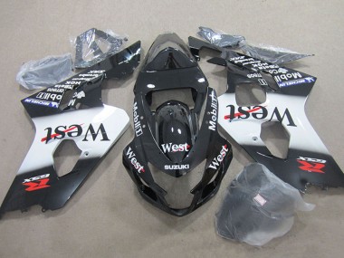 Noir Brillant Blanc West Mobil Carénage Moto Suzuki GSXR 750 2004-2005 Pas Chère