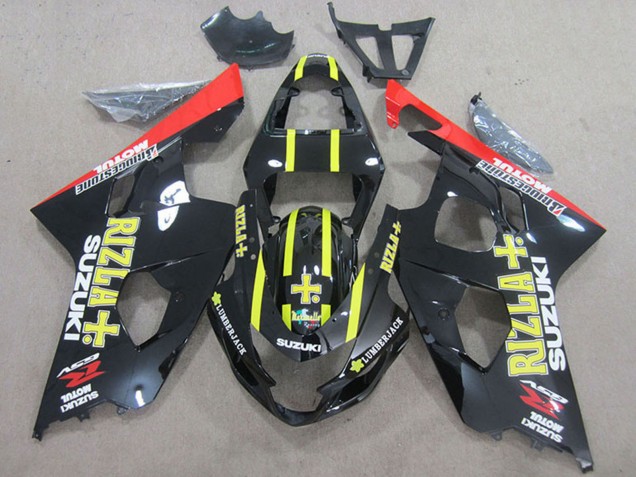 Noir Rouge Jaune Rizla Carénage Moto Suzuki GSXR 750 2004-2005