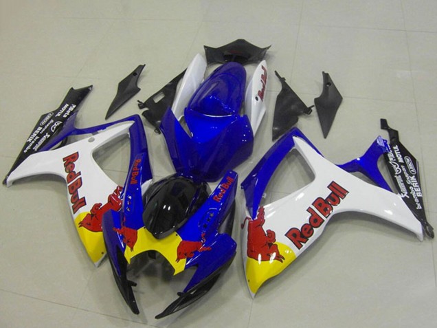 Bleu Blanc Jaune Red Bull Carénage Moto Suzuki GSXR 750 2006-2007