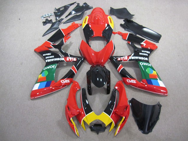 Rouge Noir Jaune Vert JOMO Carénage Moto Suzuki GSXR 750 2006-2007