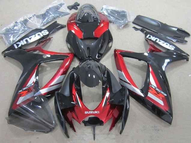 Rouge Noir Brillant Carénage Moto Suzuki GSXR 750 2006-2007