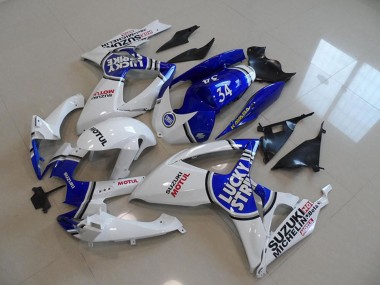 Blanc Bleu Lucky Strike Motul 34 Carénage Moto Suzuki GSXR 750 2006-2007 Pas Chère