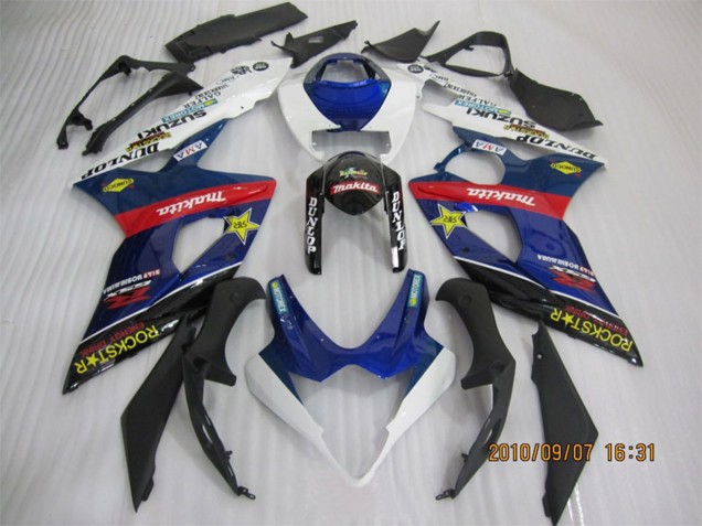 Bleu Blanc Rouge Noir Rockstar Carénage Moto Suzuki GSXR 1000 2005-2006