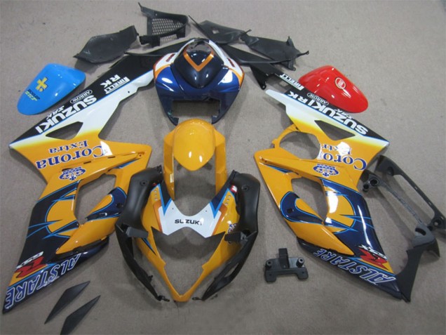 Blanc Jaune Bleu Noir Corona Extra Alstare Carénage Moto Suzuki GSXR 1000 2005-2006
