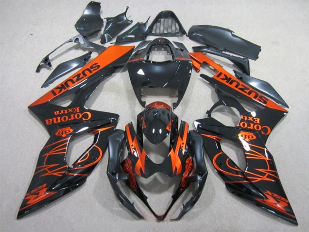 Noir Brillant Orange Corona Extra Carénage Moto Suzuki GSXR 1000 2005-2006