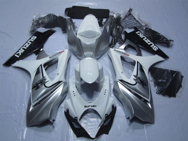 Blanc Argent Noir Carénages Moto Suzuki GSXR 1000 2007-2008