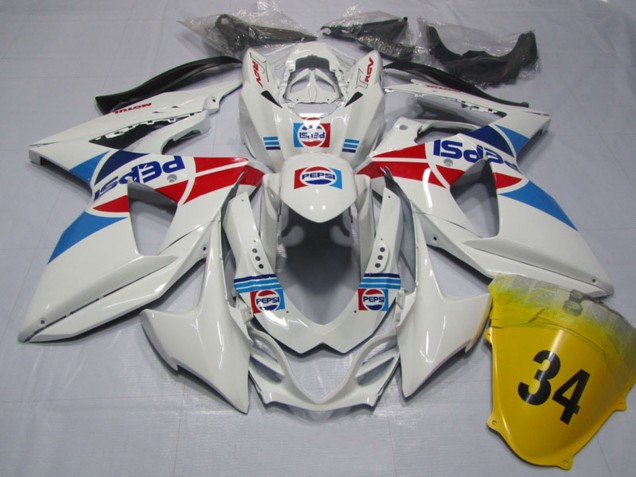 Blanc Bleu Rouge Pepsi 34 Carénage Moto Suzuki GSXR 1000 2009-2016