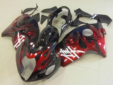 Noir Brillant Rouge Flamme Carénage Moto Suzuki GSXR 1300 Hayabusa 1996-2007 Pas Chère