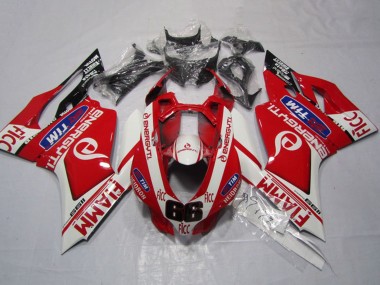 Blanc Rouge Fiamm Ficc Carénage Moto Ducati 1199 2011-2014 Pas Chère
