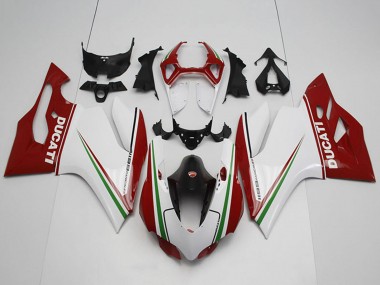 Blanc Rouge Noir Vert Kits Carénages Moto ABS Ducati 1199 2011-2014 Pas Chère