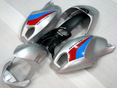 Argent Bleu Rouge Carénage Moto Ducati Monster 696 2008-2012 Pas Chère