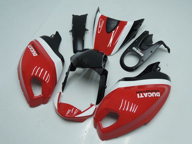 Blanc Rouge Noir Brillant Carénage Moto Ducati Monster 696 2008-2012