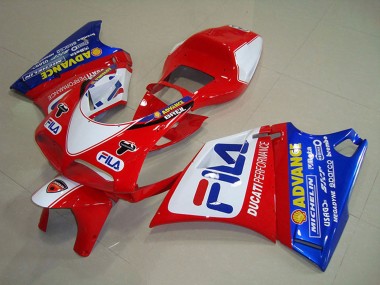 Blanc Rouge Bleu Fila Carénage Moto Ducati 748 1993-2005 Pas Chère